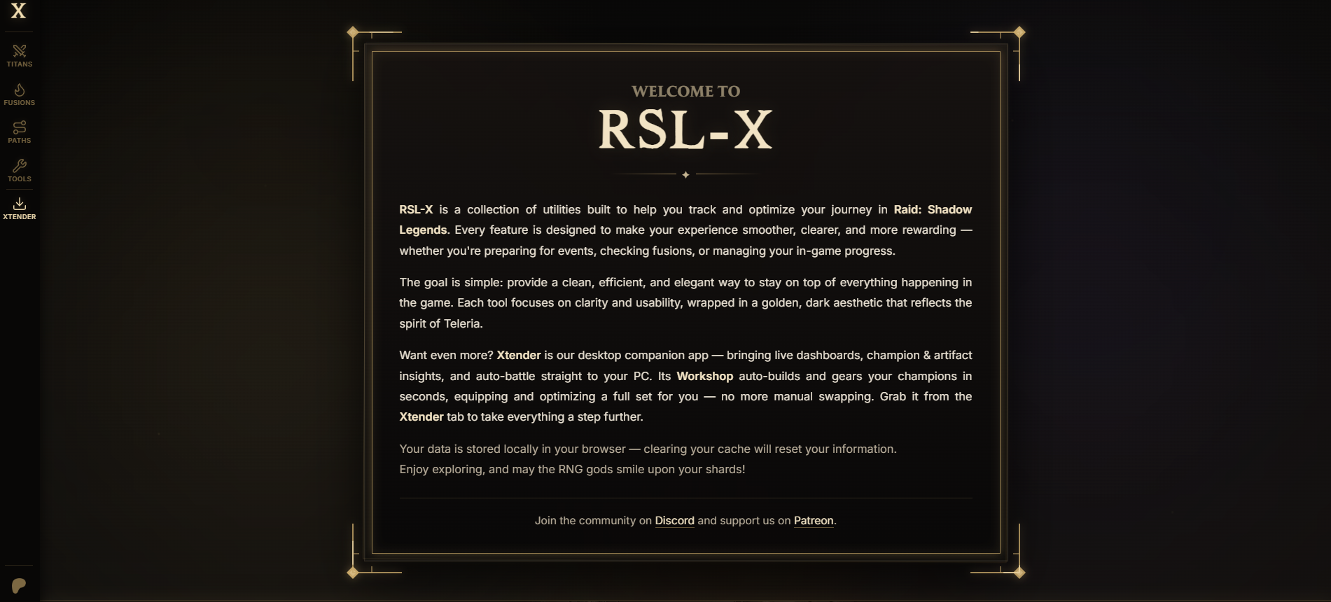 RSL-X account tracker screenshot